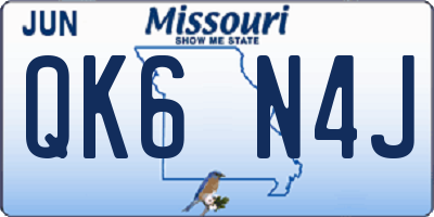 MO license plate QK6N4J