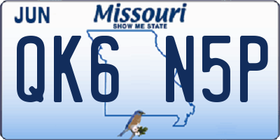 MO license plate QK6N5P