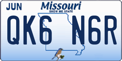MO license plate QK6N6R