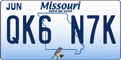 MO license plate QK6N7K