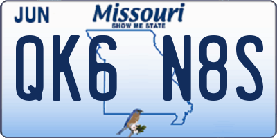 MO license plate QK6N8S