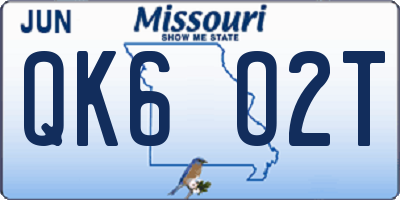 MO license plate QK6O2T