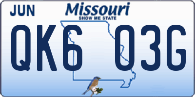 MO license plate QK6O3G