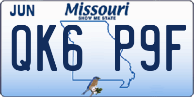 MO license plate QK6P9F