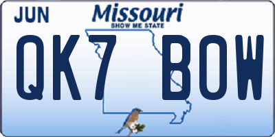 MO license plate QK7B0W