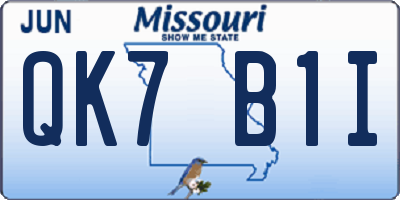 MO license plate QK7B1I