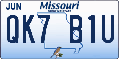 MO license plate QK7B1U