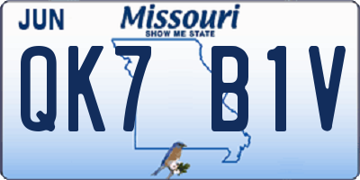MO license plate QK7B1V