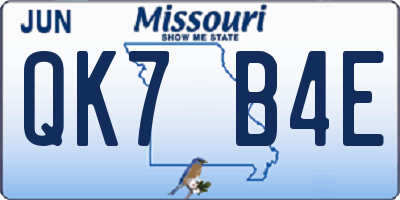 MO license plate QK7B4E