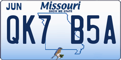 MO license plate QK7B5A