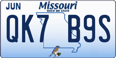 MO license plate QK7B9S