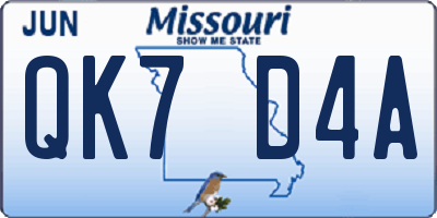 MO license plate QK7D4A