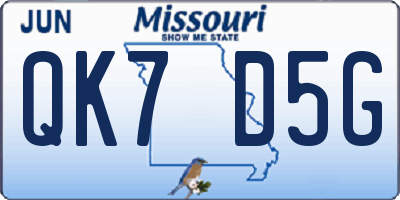 MO license plate QK7D5G
