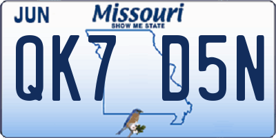 MO license plate QK7D5N