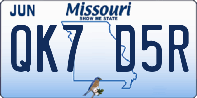 MO license plate QK7D5R
