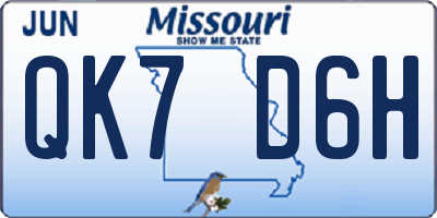 MO license plate QK7D6H