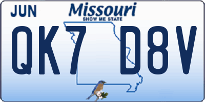 MO license plate QK7D8V