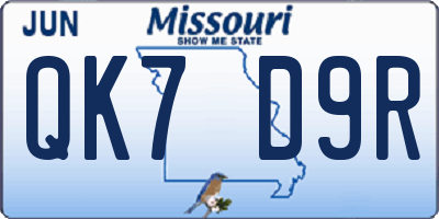 MO license plate QK7D9R