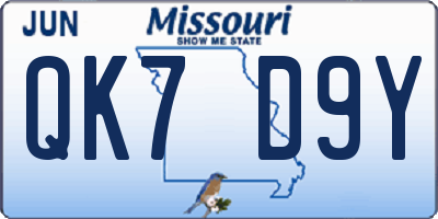 MO license plate QK7D9Y