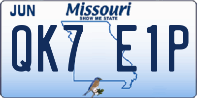 MO license plate QK7E1P