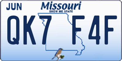 MO license plate QK7F4F