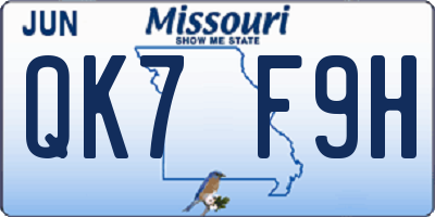 MO license plate QK7F9H