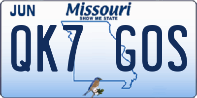 MO license plate QK7G0S