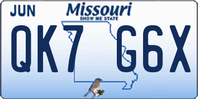 MO license plate QK7G6X
