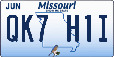 MO license plate QK7H1I