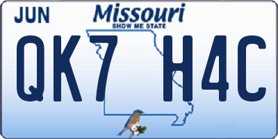 MO license plate QK7H4C