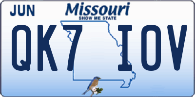 MO license plate QK7I0V