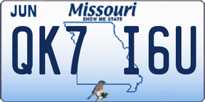 MO license plate QK7I6U