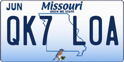 MO license plate QK7L0A
