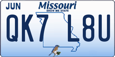 MO license plate QK7L8U