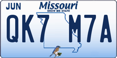 MO license plate QK7M7A