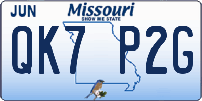 MO license plate QK7P2G