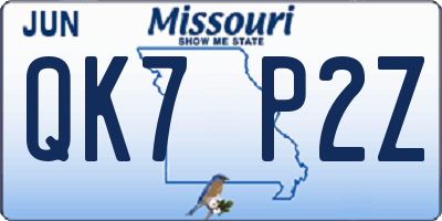 MO license plate QK7P2Z