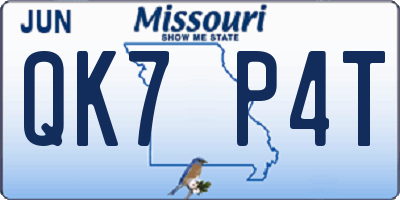 MO license plate QK7P4T