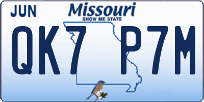 MO license plate QK7P7M