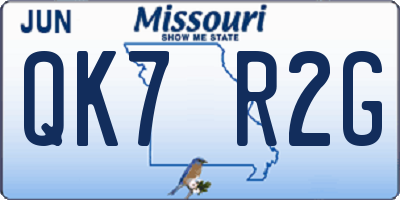 MO license plate QK7R2G