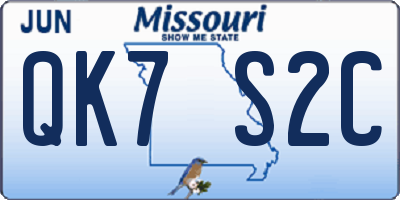 MO license plate QK7S2C