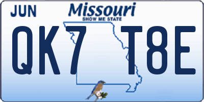 MO license plate QK7T8E