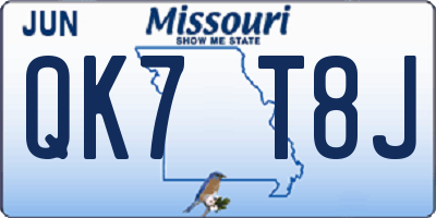 MO license plate QK7T8J