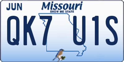 MO license plate QK7U1S