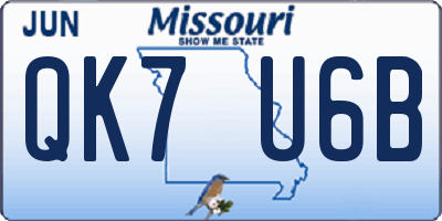 MO license plate QK7U6B