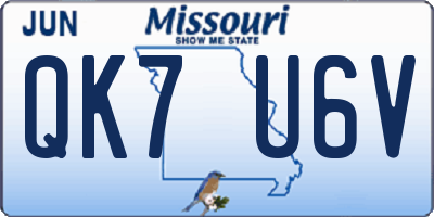 MO license plate QK7U6V
