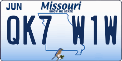 MO license plate QK7W1W