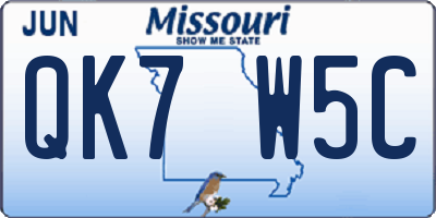 MO license plate QK7W5C