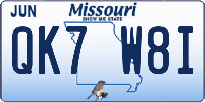 MO license plate QK7W8I