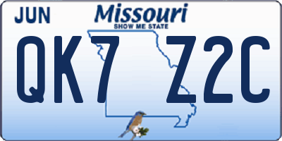MO license plate QK7Z2C